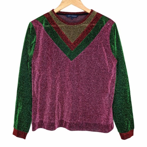 French Connection Tops - Glitter long sleeve multi-coloured top